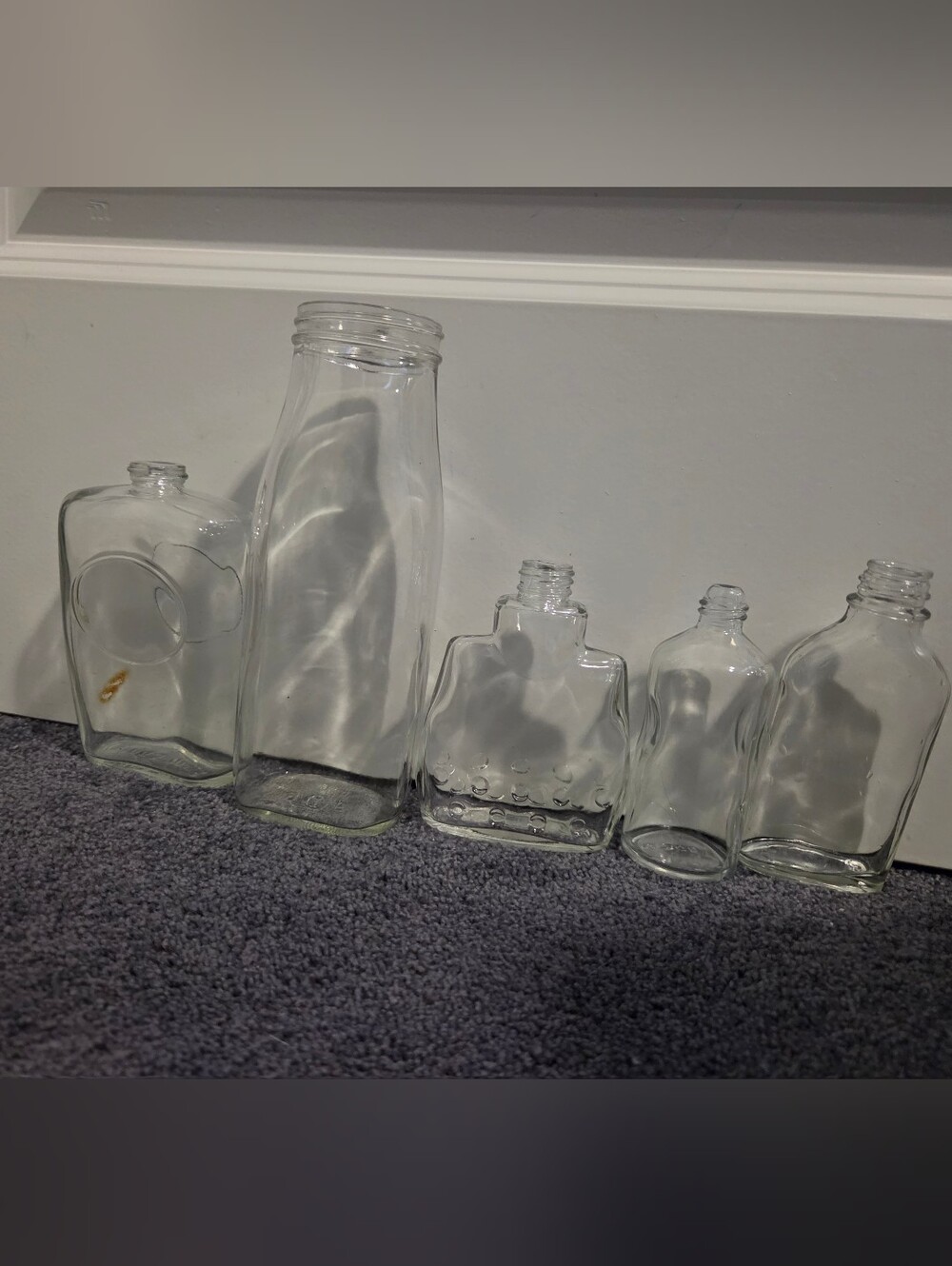 Lot Of 5 Vintage Clear Glass Bottles